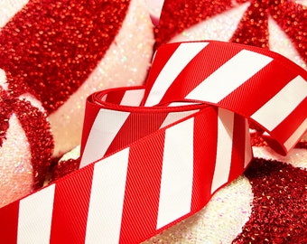 Red and White Stripe Candy Ribbon Grosgrain Ribbon For Christmas Cakes Gift Wrapping Bows Christmas Eve Boxes Decorations