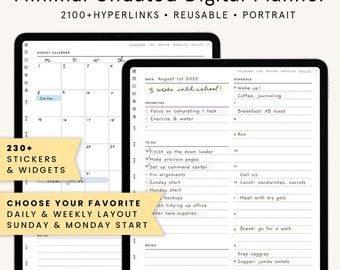 Minimal Digital Planner: Undated, Vertical Layout (Goodnotes, Notability) (Digital Download)