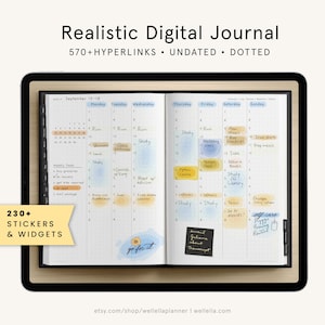 Realistic Digital Journal Black Tabs Dot Grid Journal, Undated Planner, GoodNotes Planner, Digital Notebook, Blank Digital Planner