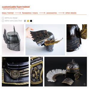 Customizable options for making your own authentic personalizable foam knight helmet.