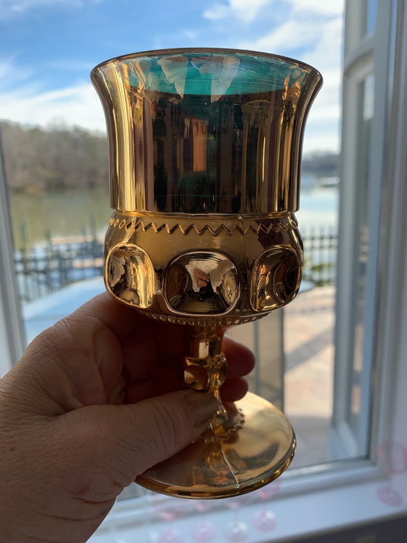 Vintage Kings Crown Gold Wine Glasses Very Rare Etsy