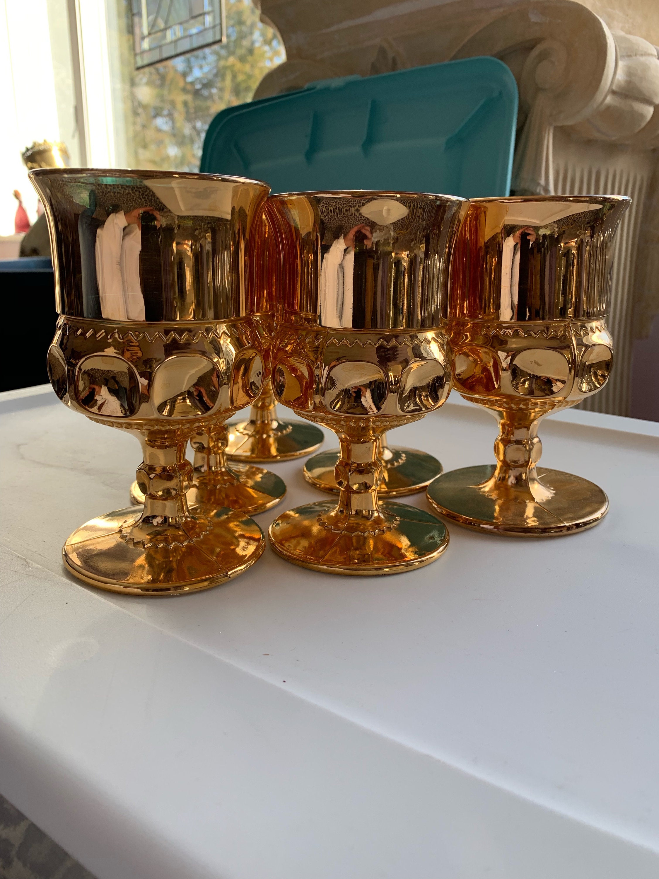 Vintage Kings Crown Gold Wine Glasses Very Rare Etsy