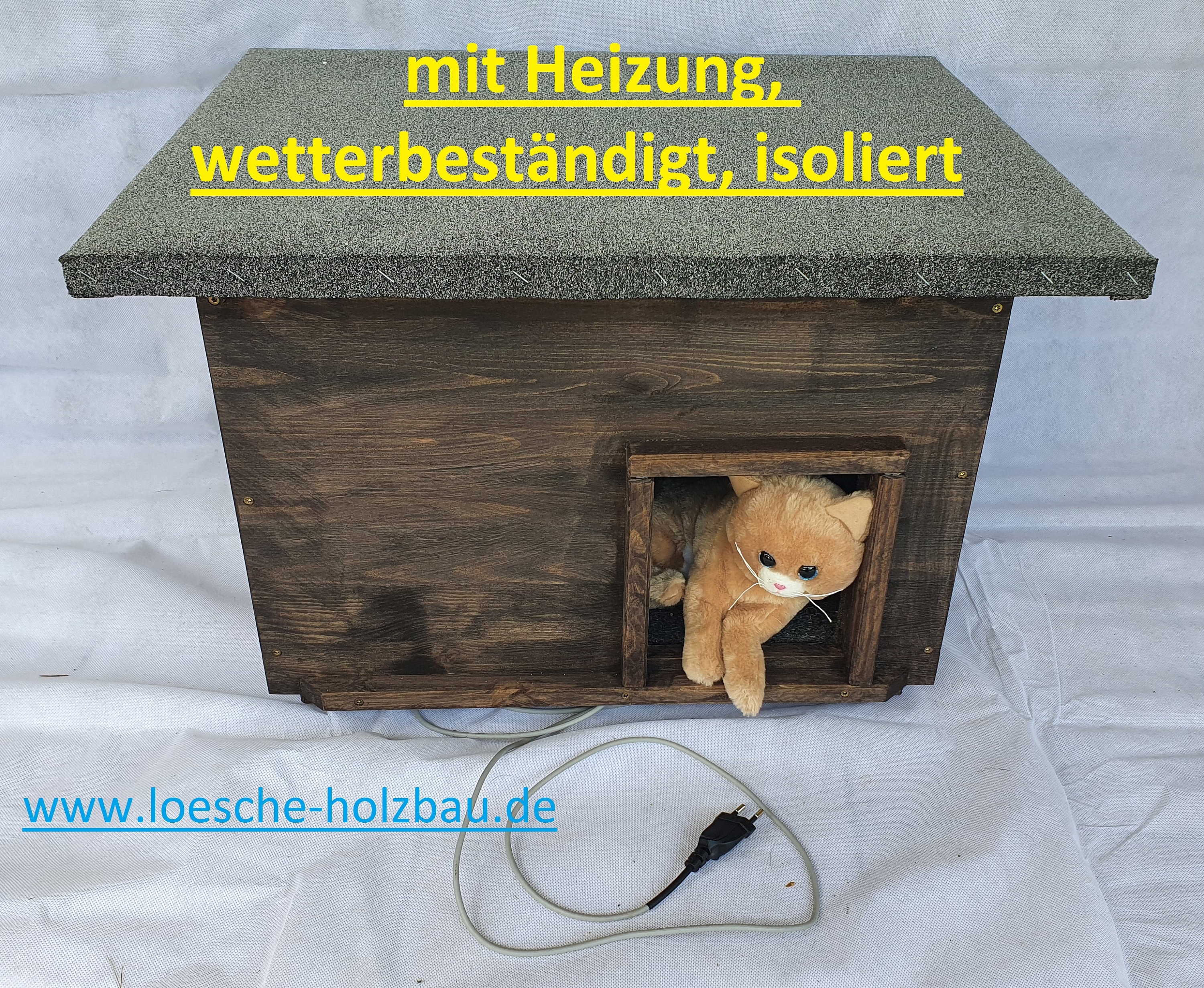 Cat house with heating "lasur carbibol" cat hut outdoor insulated weatherproof cat box