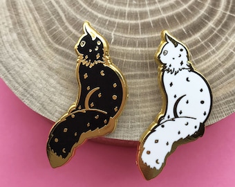 Space Cats Enamel pin - Available in Black or White