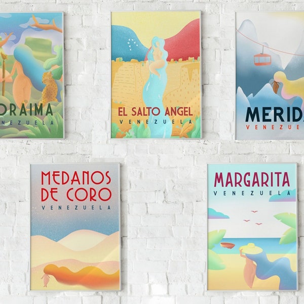 Venezuela Paradise Artprint Collection - Salto Angel, Roraima, Margarita, Merida, Medanos de Coro