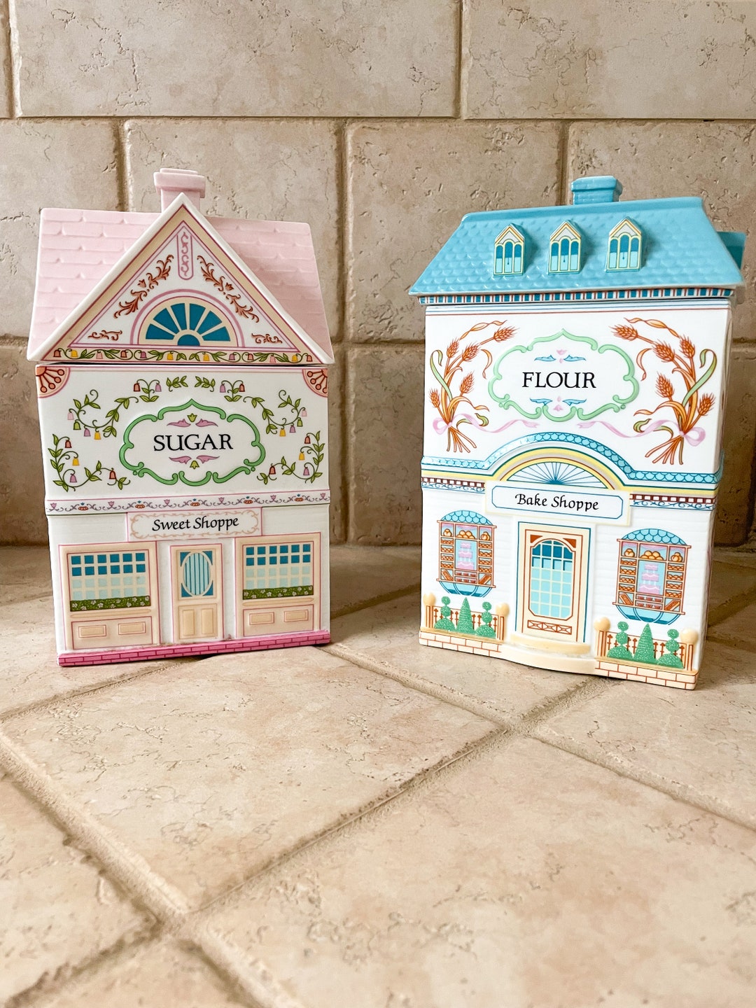 1990 Lenox Village Canisters Lenox Village Flour Canister Lenox Village