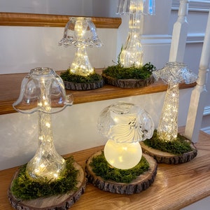 Mushroom Lamp | Upcycled Glass Lamp |Battery-Powered Mushroom Lamp