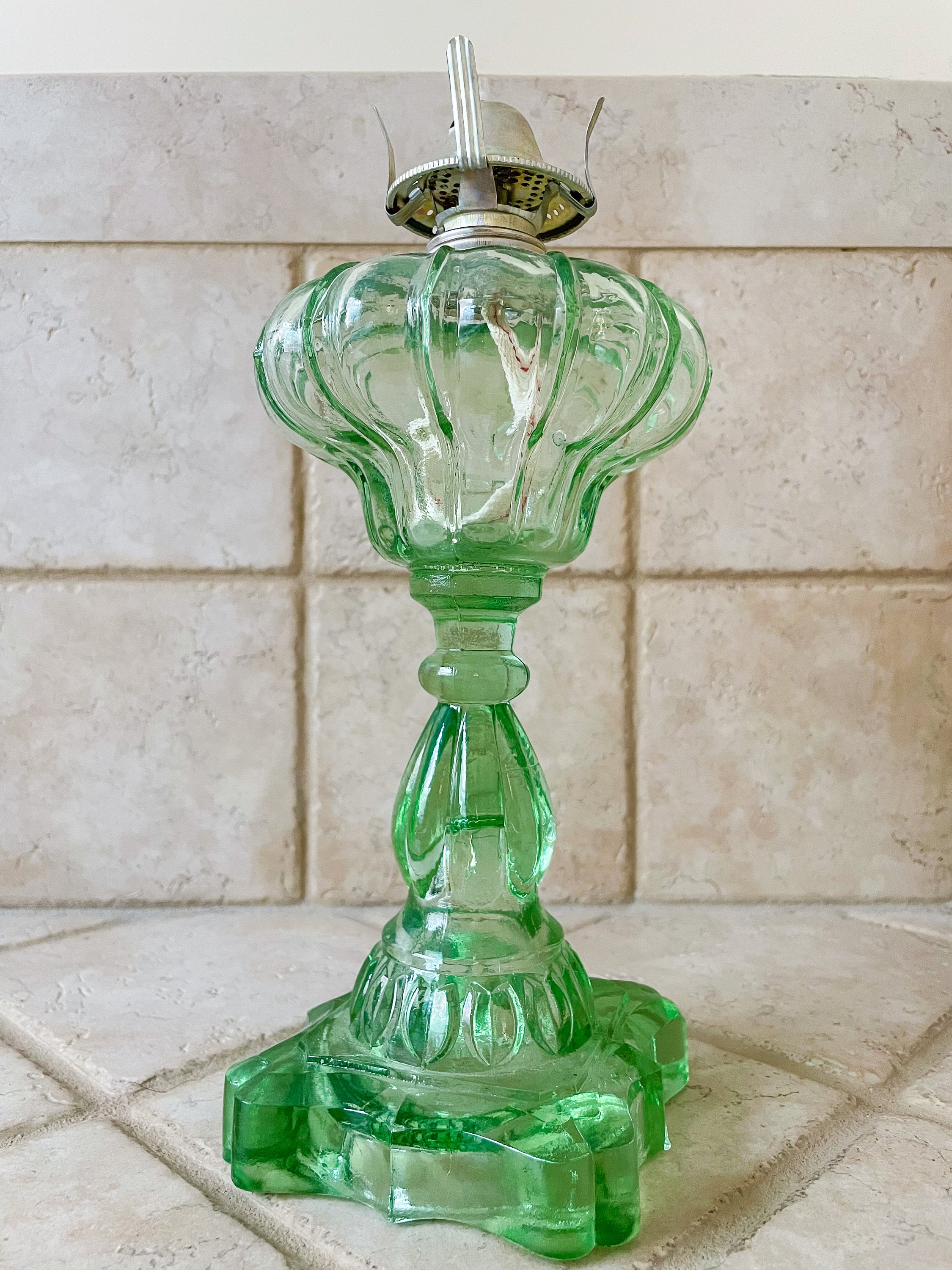 Green depression online glass oil lamp