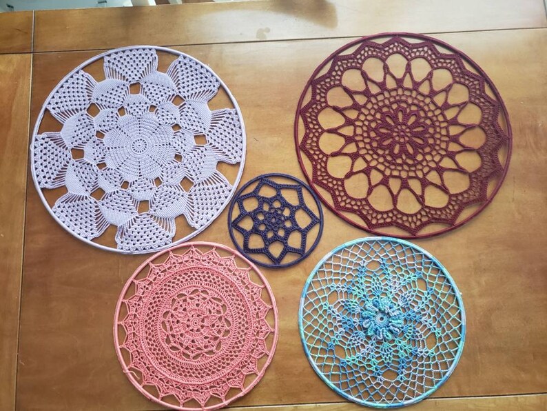 Crocheted Doilies Doily Hoop Wall Hanging Hoop Wall Hanging Etsy