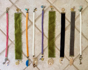 Handmade Velvet Ribbon Bookmark | Book Charms, Reader Gift