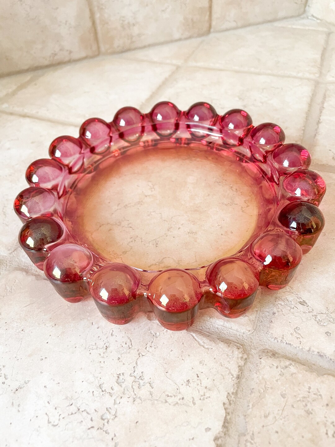 1960s Pink Boopie Bubble Glass Dish Vintage Glass Ashtray Etsy