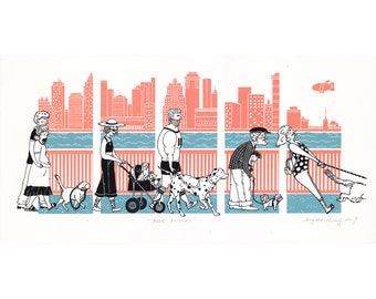 Screenprint: Best Friends, The Dog Walkers