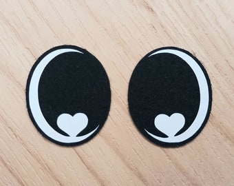5 Pairs Per Pack Felt White Felt Heart Eyes, Simple Kawaii Circle Eyes, Amigurumi Eyes, Oval Felt Eyes