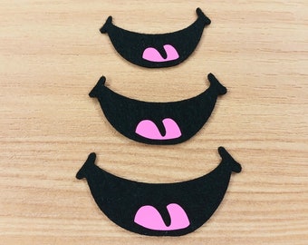 6 Pack Felt Pink Matte or Glitter Smile Amigurumi Mouth, Plushie Mouth, Felt Smiles Eyes, Kawaii Mouth, Felt Craft Pieces