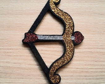 3 Pack Bow and Arrow Felt Glitter Cupid Accessory, Bow Arrow Amigurumi Crochet Plushie Felt Supplies