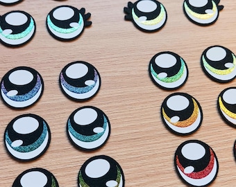 3 Pairs Felt Ombre Rainbow Sparkle Glitter Felt Eyes, Lash OR No Lash, Kawaii Eyes, Amigurumi Eyes, Glitter Felt Plushie Eyes