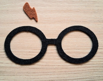 3 Pack Felt Glasses and Scar - Felt Eye Glasses, Felt Wizard Glasses, Felt Glasses, Felt Amigurumi Supplies