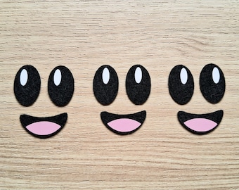 3 Felt Face Sets, Cartoon Star Kawaii Amigurumi Character Craft Plushie Supplies Accessories Crochet Plushies