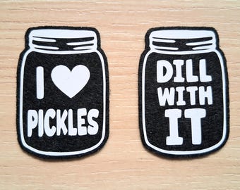 6 Felt Pickle Patches - Felt Pickle Patch Tags, Amigurumi Accessories, Felt Tattoo for Plushies, Felt Amigurumi Supplies