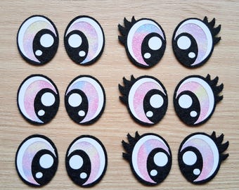3 Pairs Glitter Pastel Marble Felt Eyes, Lash OR No Lash, Kawaii Amigurumi Eyes, Crochet Knit Plushie Eyes