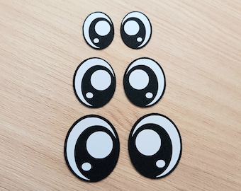 5 Pair Felt Lash or No Lash, All Sizes, White Oval Felt kawaii Amigurumi Round Felt Eyes, Felt Craft Pieces, Felt for Plushies