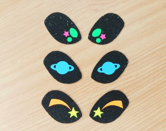 3 Pack Felt Neon Alien Felt Eyes, Kawaii Eyes, Amigurumi Eyes, Neon Felt Eyes, Small Alien Plushie Eyes, Felt Craft Pieces, Multiple Sizes