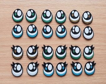 6 Pairs Felt Neutral Shimmer Teardrop Felt Eyes, Lash OR No Lash, Kawaii Eyes, Amigurumi Eyes, Glitter Felt Eyes, Plushie Eyes