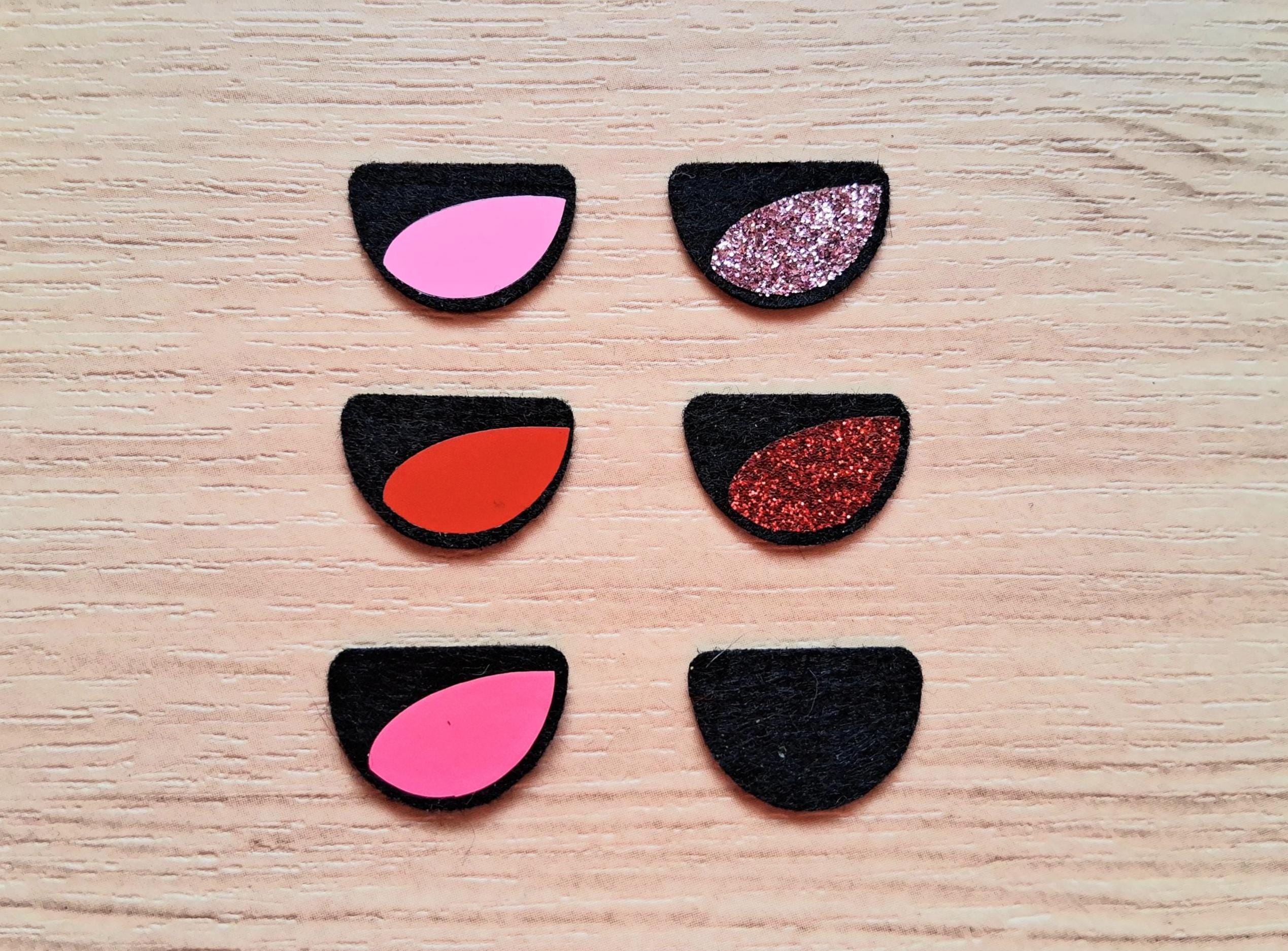 13mm/.5" - Pick Your Color, Bulk Available, Amigurumi Plushie Mouth, Felt Smiles Kawaii Mouth, Glitter Felt Eyes, Felt Craft Pieces