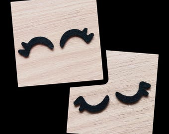 6 Pair, Felt Sleepy Eyelashes, Kawaii Eyes, Amigurumi Eyes, Glitter Rainbow Felt Eyes, Closed Felt Eyes, Felt Craft Pieces, Multiple Sizes