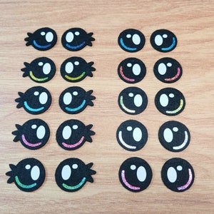 5 Pairs Felt Ombre Rainbow Felt Eyes, Lashes or No Lashes, Kawaii Eyes, Amigurumi Eyes, Glitter Rainbow Felt Eyes, Craft Felt Pieces