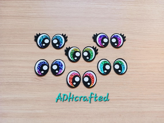 3 Pairs Ombre Rainbow Holographic Foil Felt Eyes, Lash OR No Lash, Kawaii Eyes, Amigurumi Eyes, Glitter Felt Plushie Eyes