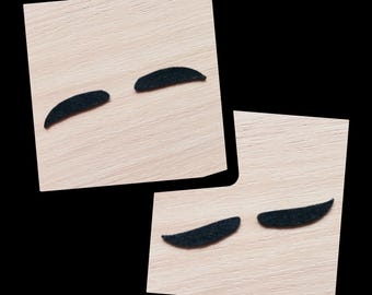 Felt Sleepy Eyelashes, Kawaii Eyes, Amigurumi Eyes, Glitter Rainbow Felt Eyes, Closed Felt Eyes, Felt Craft Pieces