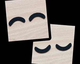 Felt Sleepy Eyelashes, Kawaii Eyes, Amigurumi Eyes, Glitter Rainbow Felt Eyes, Closed Felt Eyes, Felt Craft Pieces, Multiple SIzes