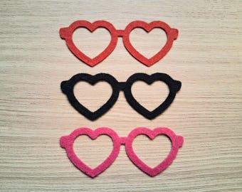 3 Pack Felt Glasses - Pick Your Color, Multiple Sizes, Felt Eye Glasses, Felt Orange Glasses, Felt Glasses, Felt Amigurumi Supplies