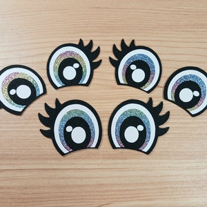 3 Pairs, Lash or No Lash, Glitter Felt Eyes, Choice of Color, Kawaii Amigurumi Eyes, Rainbow Felt Eyes, 38mm Eyes, 3/4 inch, 25mm Eyes