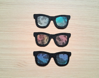 3 Pack Felt Glasses - Holographic Camo Glasses, Multiple Sizes, Felt Eye Glasses, Felt Glasses, Felt Amigurumi Supplies