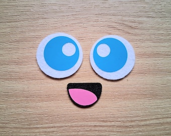 3 Sets Eyes and Mouth, All Sizes, Cartoon Anime Felt Eyes, Kawaii Eyes, Amigurumi Eyes, Craft Felt Faces, Plushie Felt Eyes
