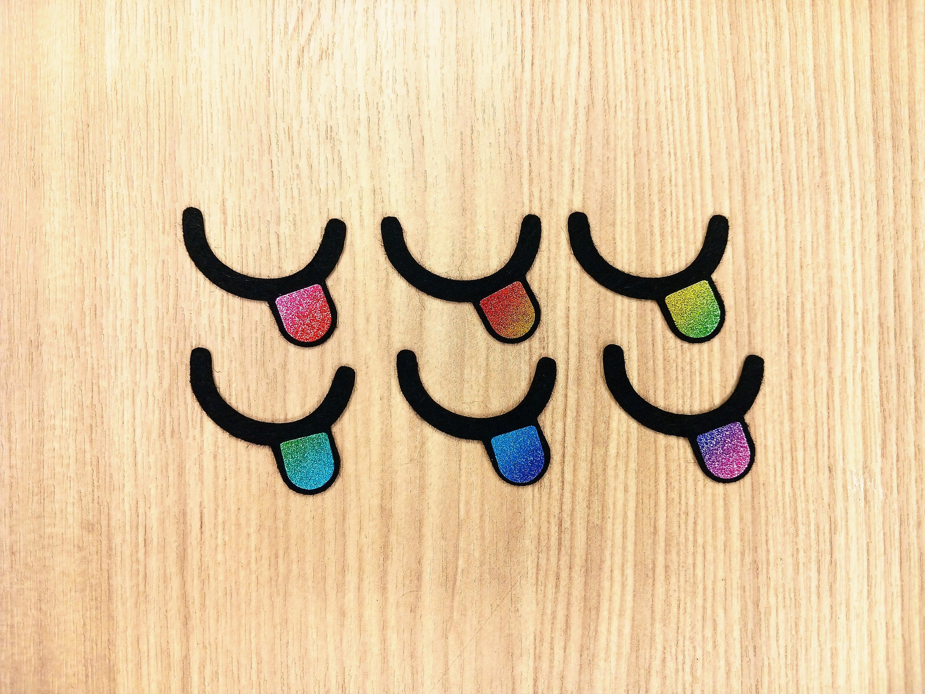 10 Pack, All SIzes, Ombre Rainbow Felt Mouth, Amigurumi Mouth, Plushie Mouth, Felt Smiles, Amigurumi Kawaii Mouth, Glitter Felt Eyes