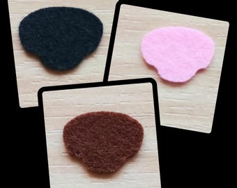 Felt Nose 6 Pack, Felt Dog Nose, Puppy Bear Animal Amigurumi Plushie Nose, Felt Smile, Felt Eyes, Kawaii Eyes, Glitter Felt Eyes