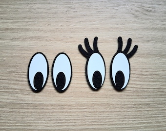 3 Pairs Felt White Oval Felt Eyes, Simple Kawaii Oval Eyes, Amigurumi Felt Eyes for plushies and stuffies, Felt Crafts, Multiple Sizes