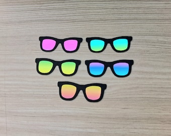 3 Pack Felt Rainbow Holographic Glasses - Craft Plushie Felt Eye Amigurumi Supplies