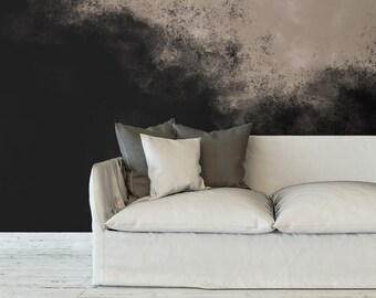 artistic beige black paint spatter mural wallpaper | 211