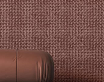 Houndstooth Pattern Wallpaper, Warm Pink Fabric Texture Imitation Print | 007