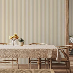 light beige stripes wallpaper, neutral striped removable wallpaper | 058