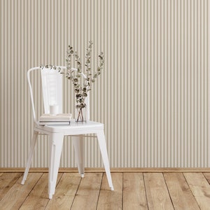 carta da parati a strisce sottili beige, decorazione da parete con linee minimaliste / 051