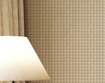 Houndstooth Pattern Wallpaper, Warm Beige Fabric Texture Imitation Print | 009