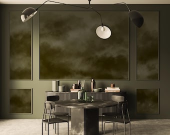 Moody Clouds Wall Mural, Dark Green Wallpaper | 008