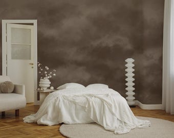 Brown Clouds Wall Mural, Moody Nursery Wallpaper | 042
