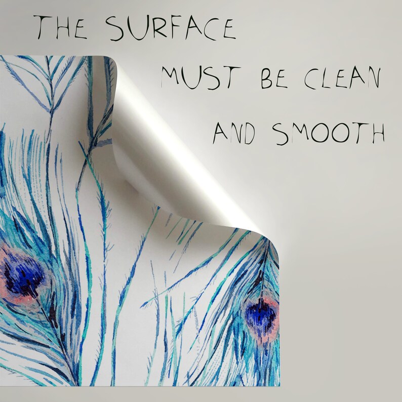 Blue Peacock Feathers Wall Mural Birds Peel & Stick Etsy