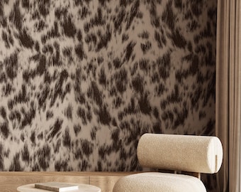 Cow Print Wallpaper, Brown Beige Animal Print Wall Decor | 101
